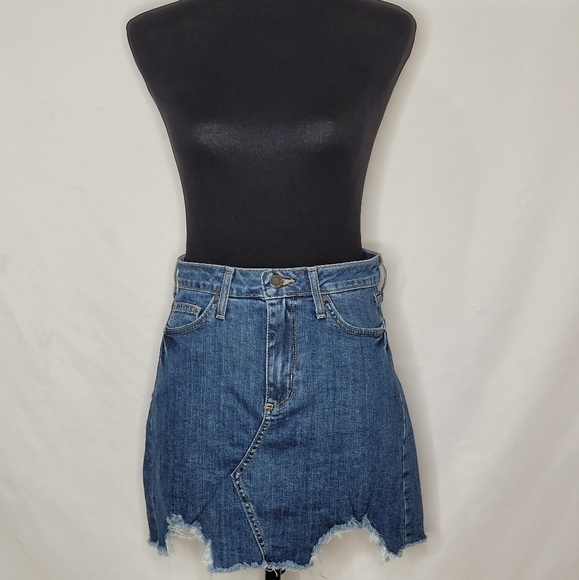 Just Black A-Line Denim Mini Skirt with Hem Destruction - Size S - Picture 7 of 10